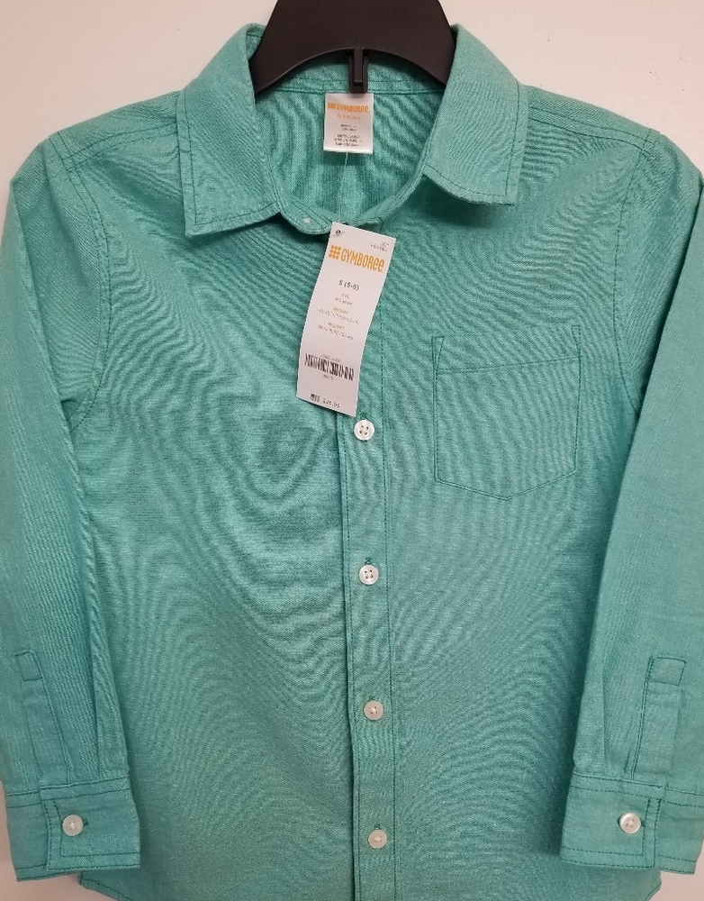 Boys Gymboree Long sleeve dress shirt Sml (5-6), green.
